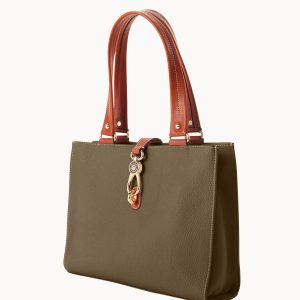 Pebble Grain Medium Logo Lock Tote
