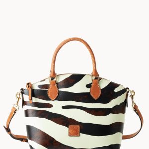 Zebra Leather Geena Satchel