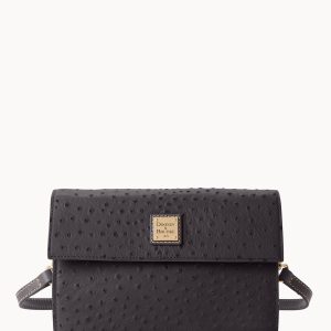 Ostrich East West Flap Shoulder Bag