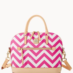 Chevron Domed Zip Satchel