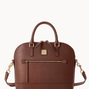 Saffiano Domed Zip Satchel