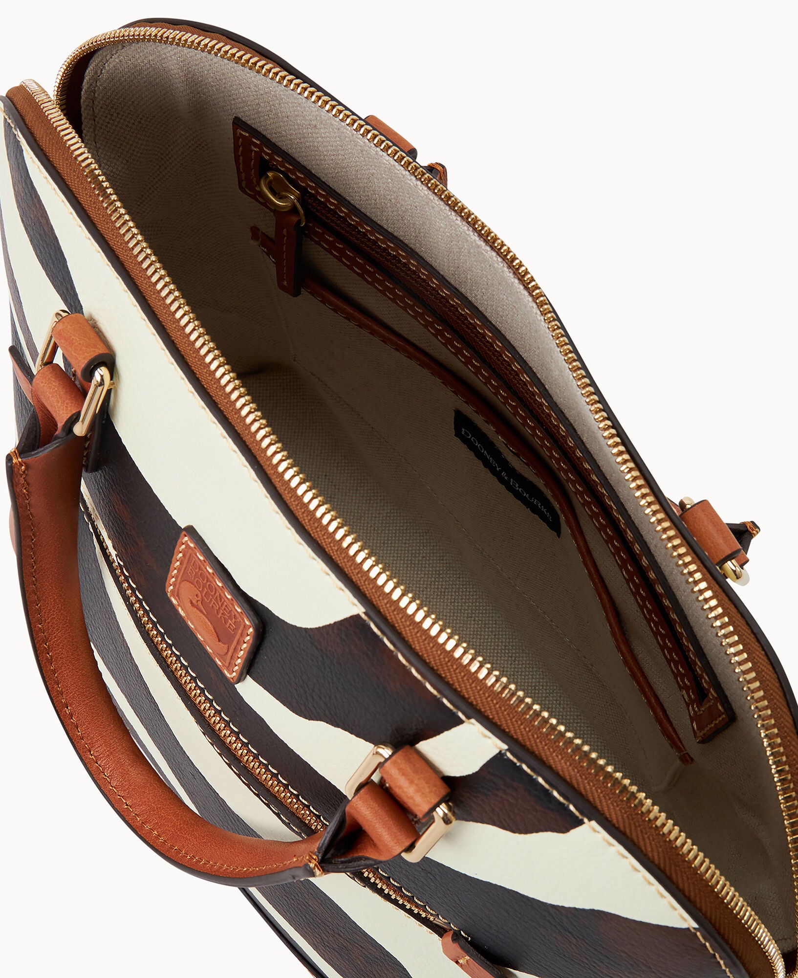 Zebra Leather Domed Zip Satchel - Image 3