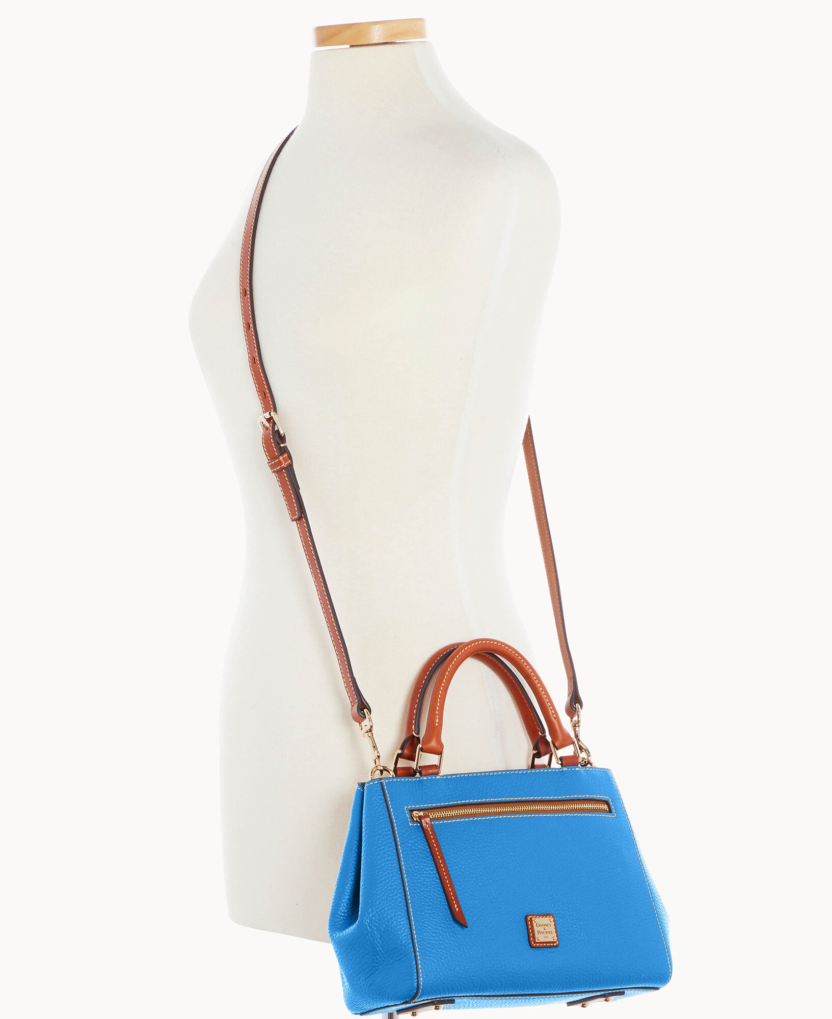Pebble Grain Small Zip Satchel - Image 30