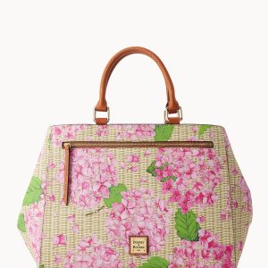 Hydrangea Basketweave Zip Satchel