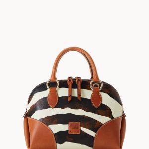 Zebra Leather Domed Satchel