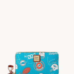 NFL Dolphins Large Zip Around Wristlet