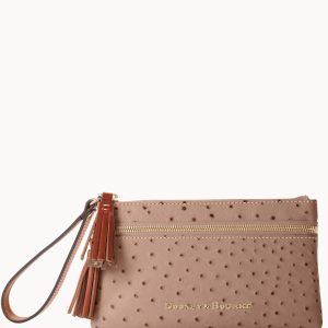 Ostrich Double Zip Wristlet