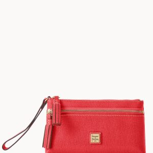 Saffiano Double Zip Wristlet