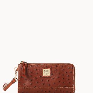 Ostrich Folded Zip Wristlet